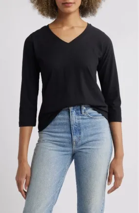 ¾ Sleeve V-Neck Tee