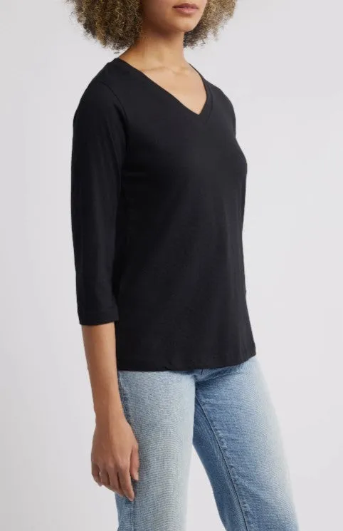¾ Sleeve V-Neck Tee