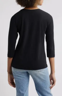 ¾ Sleeve V-Neck Tee