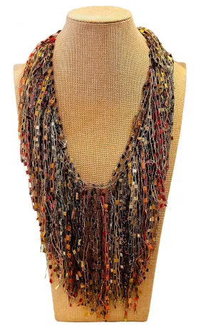– Women’s Infinity Ladder Yarn Lightweight Scarf Necklace with Metallic Accents (AUTUMN)