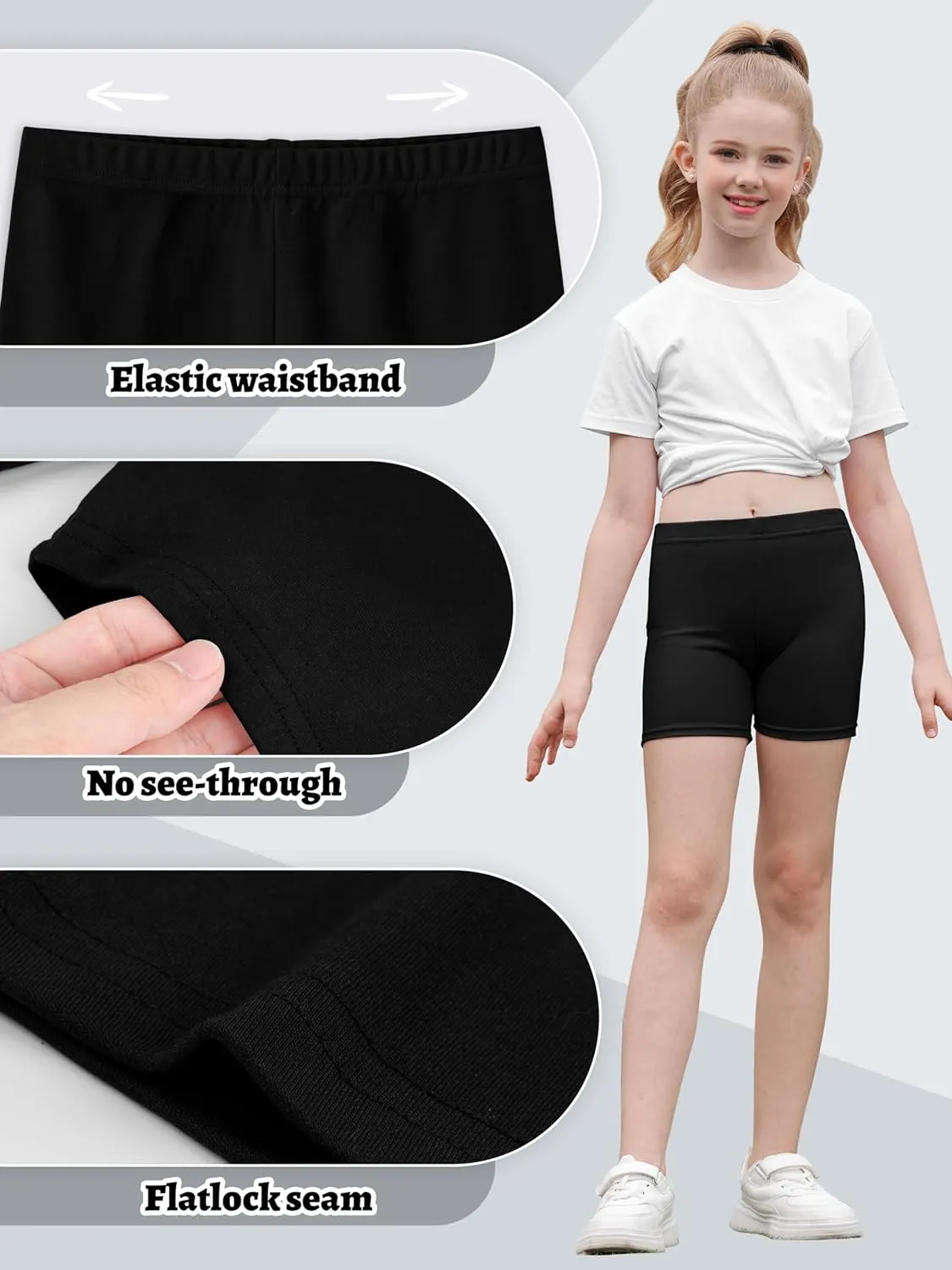 6 Pack Cotton Girls Bike Shorts Girls Shorts Kids Clothes Cartwheel Under Dress Breathable Multi-Color