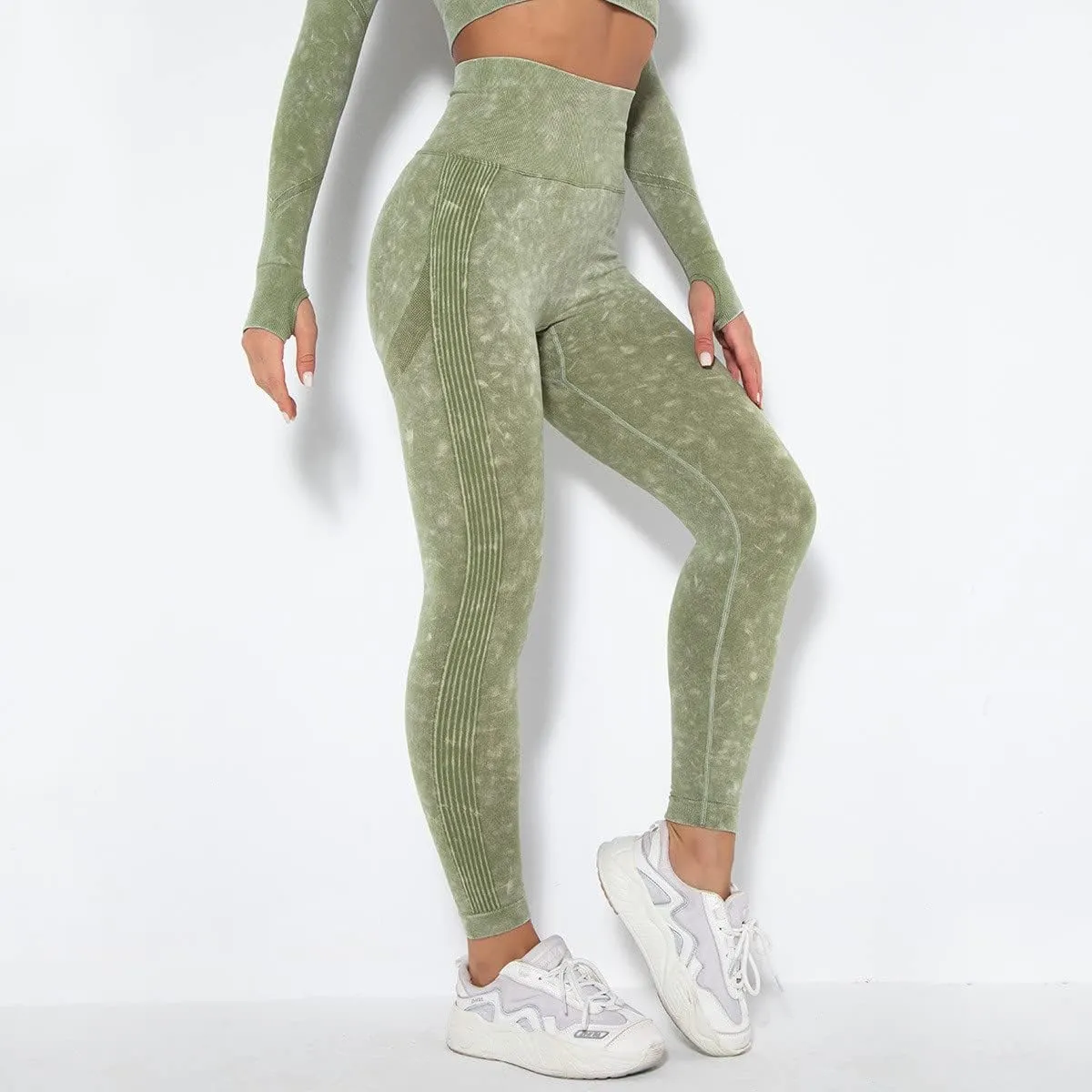 Akklian Gym Yoga Pants Compression Leggings for Women High Waist Butt Lifting Leggings Comfy Stretchy Striped Sports Leggings