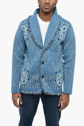 Alanui Jaquard Bandana Motif Cardigan with Fringed Detailing