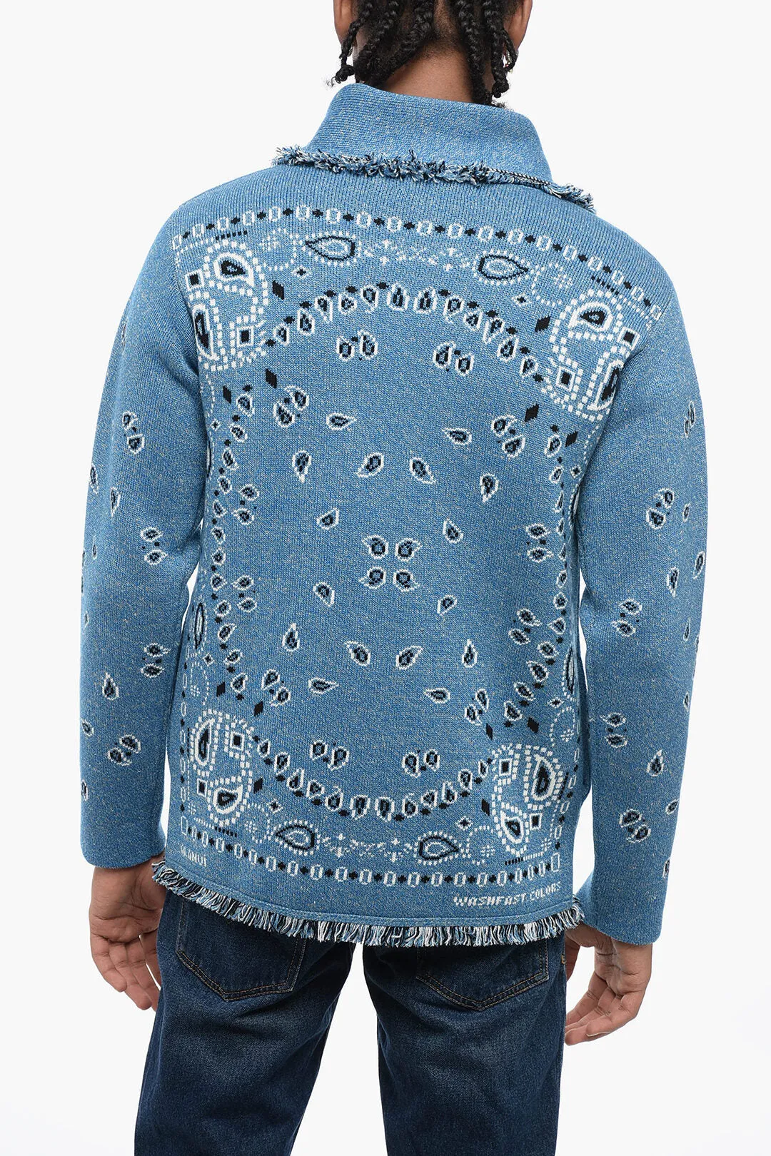 Alanui Jaquard Bandana Motif Cardigan with Fringed Detailing