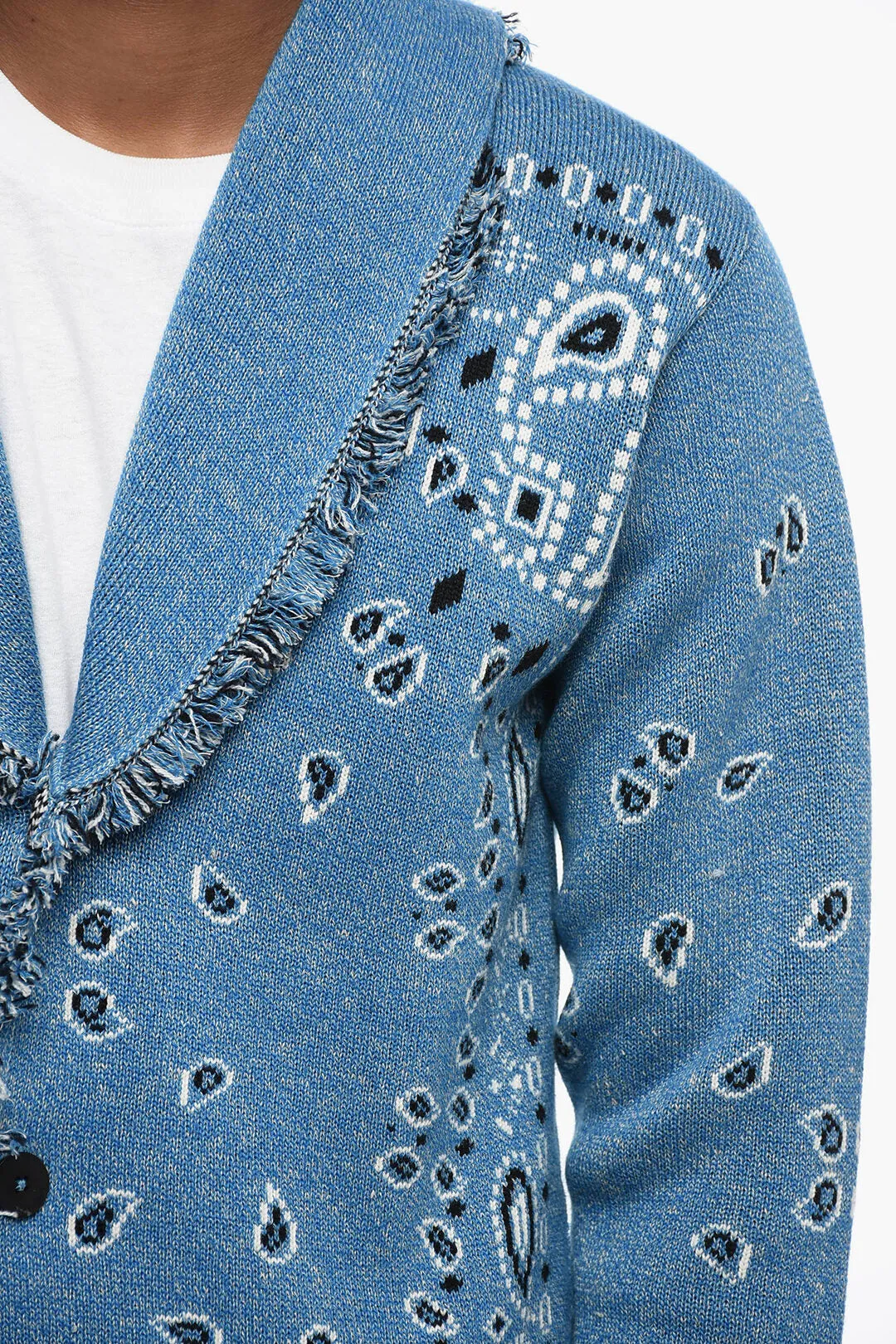 Alanui Jaquard Bandana Motif Cardigan with Fringed Detailing