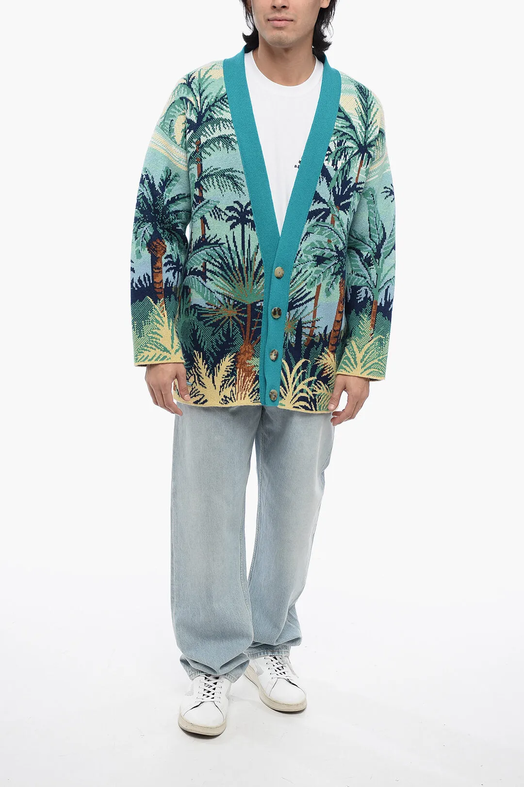 Alanui Wool Cardigan SNACTUARY With Palm Embroidery