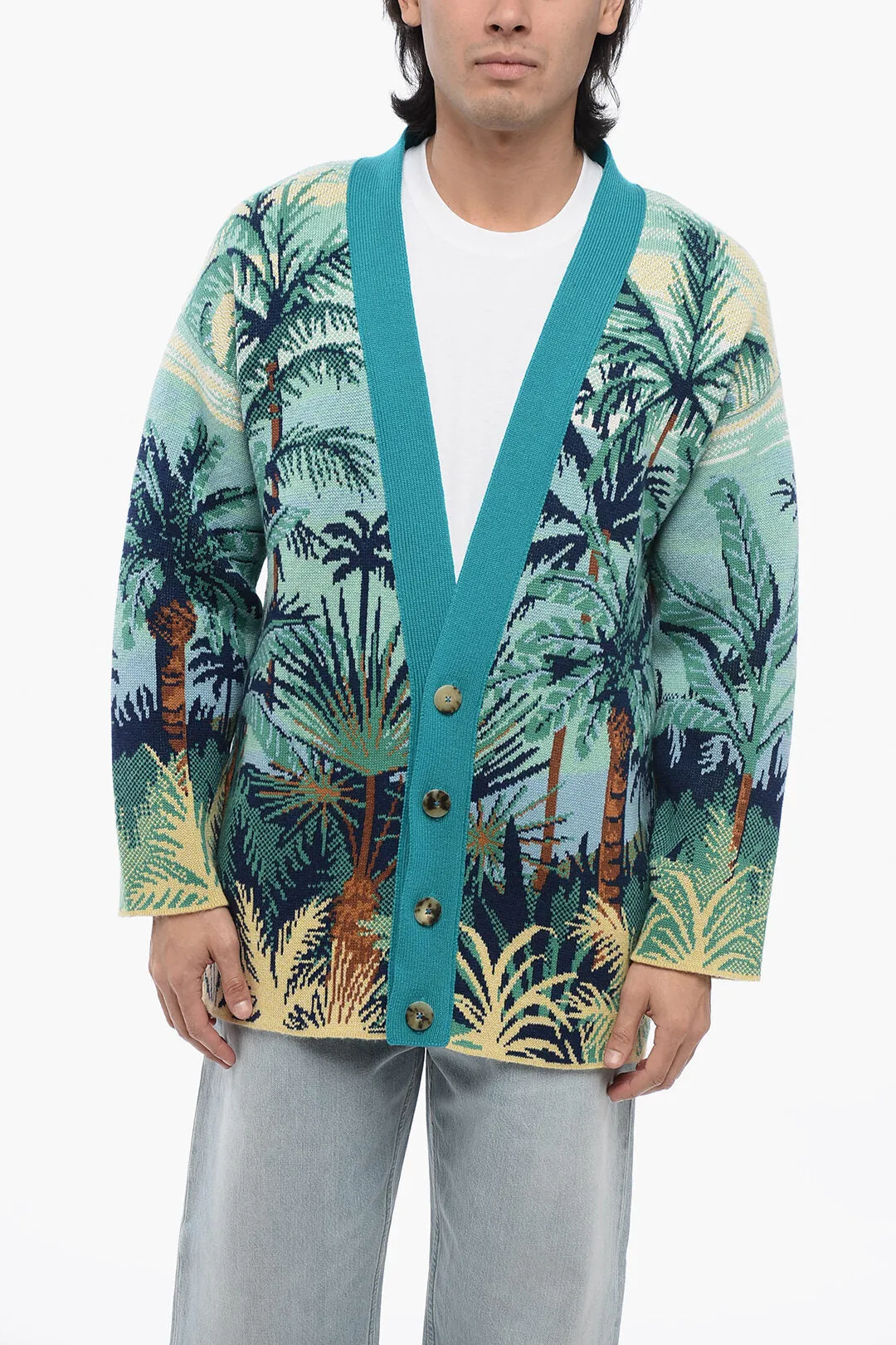 Alanui Wool Cardigan SNACTUARY With Palm Embroidery