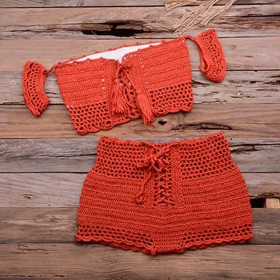 Bohemia Style Knitting Crochet Swimsuit