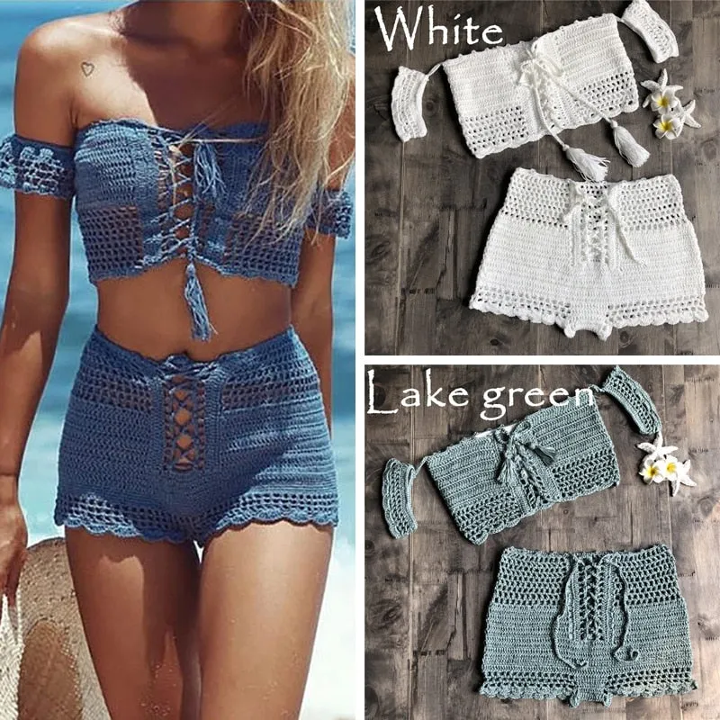 Bohemia Style Knitting Crochet Swimsuit
