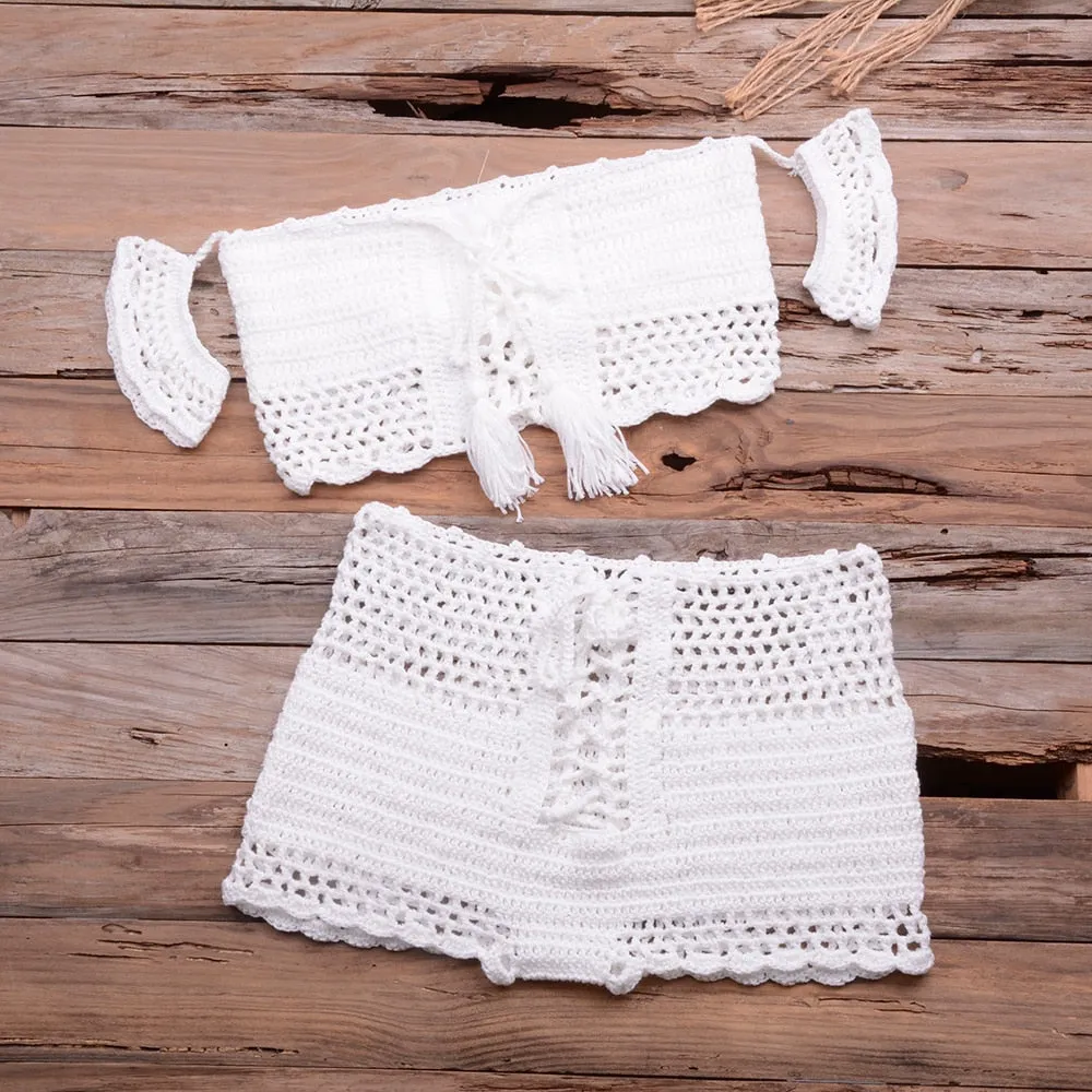 Bohemia Style Knitting Crochet Swimsuit