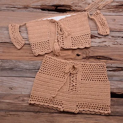 Bohemia Style Knitting Crochet Swimsuit