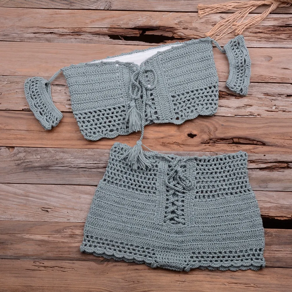 Bohemia Style Knitting Crochet Swimsuit