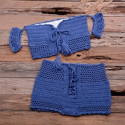 Bohemia Style Knitting Crochet Swimsuit