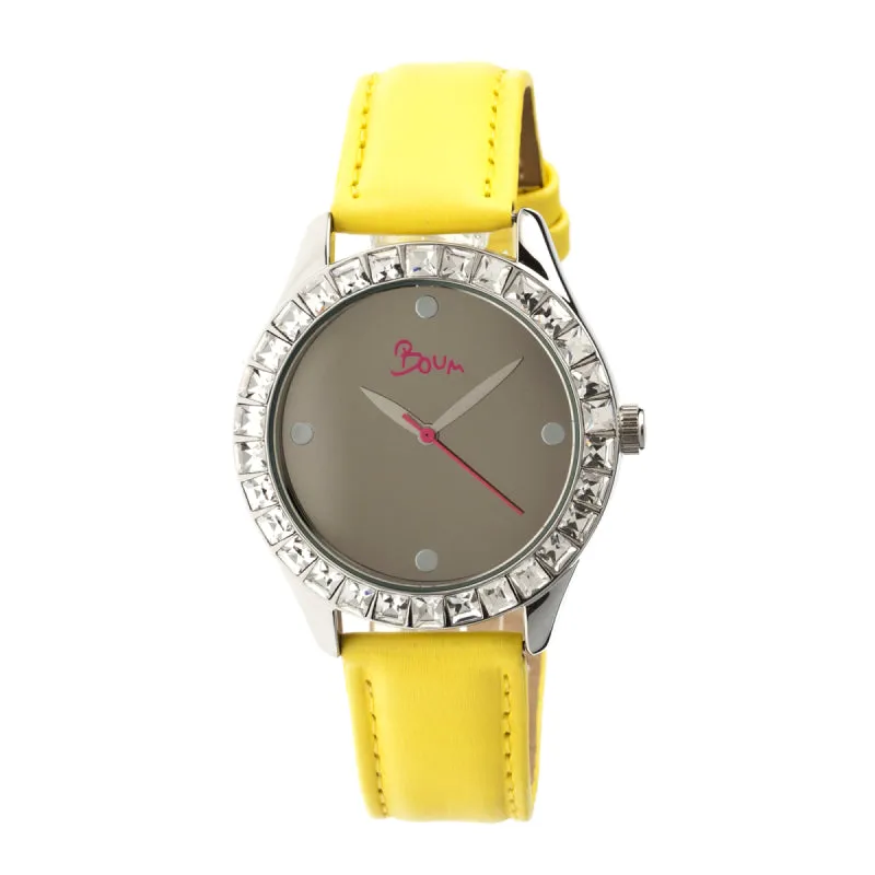 Boum Chic Mirror-Dial Leather-Band Ladies Watch
