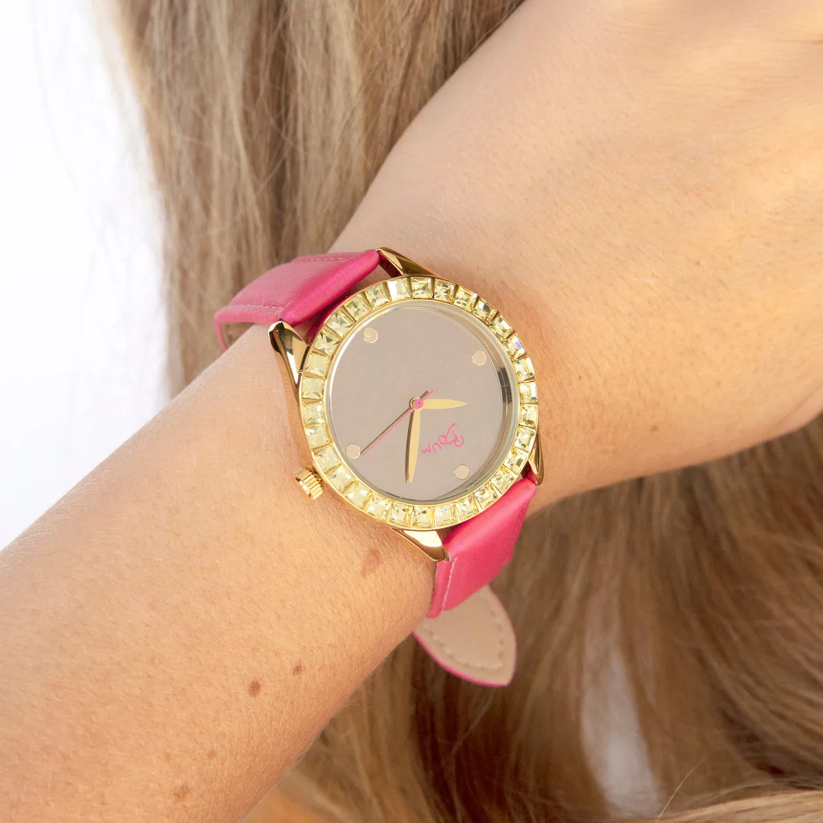 Boum Chic Mirror-Dial Leather-Band Ladies Watch