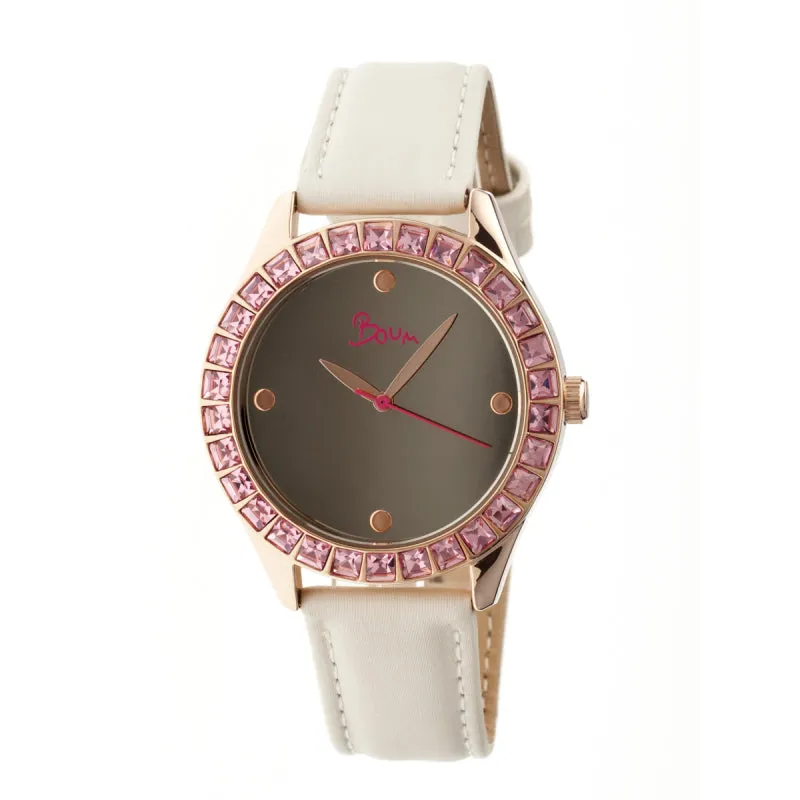 Boum Chic Mirror-Dial Leather-Band Ladies Watch