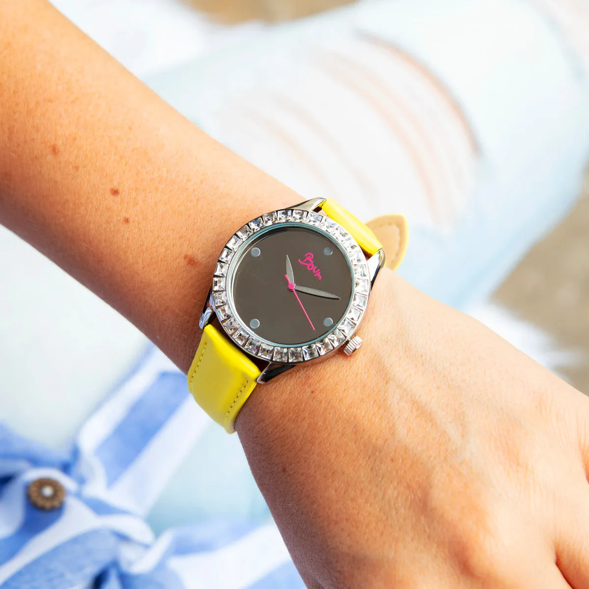 Boum Chic Mirror-Dial Leather-Band Ladies Watch