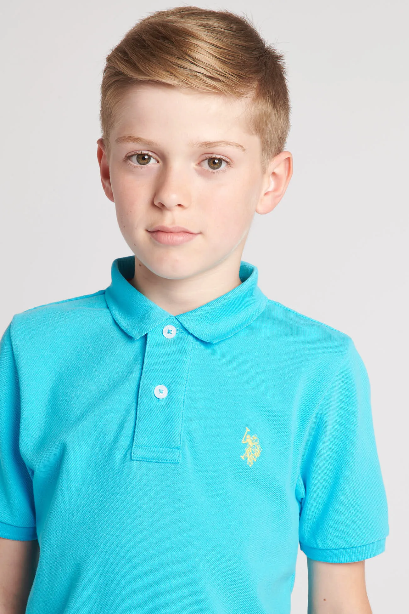 Boys Pique Polo Shirt in Blue Atoll