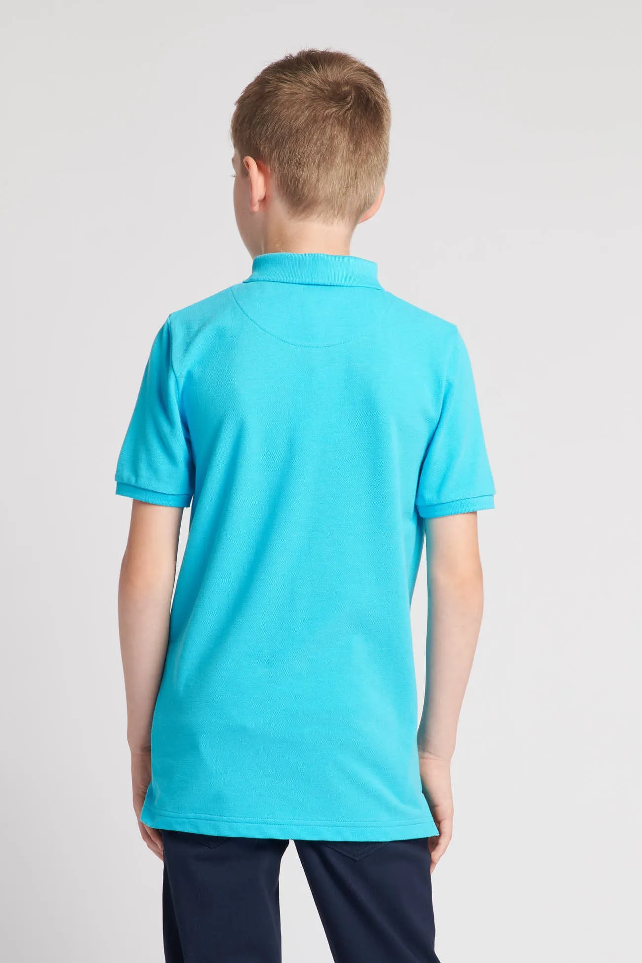 Boys Pique Polo Shirt in Blue Atoll