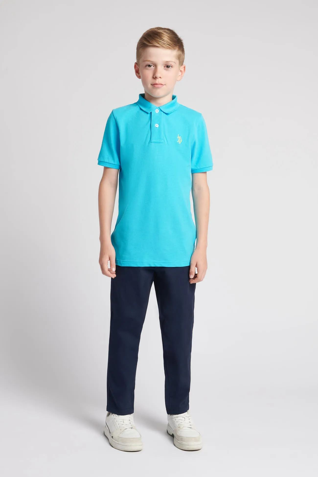 Boys Pique Polo Shirt in Blue Atoll