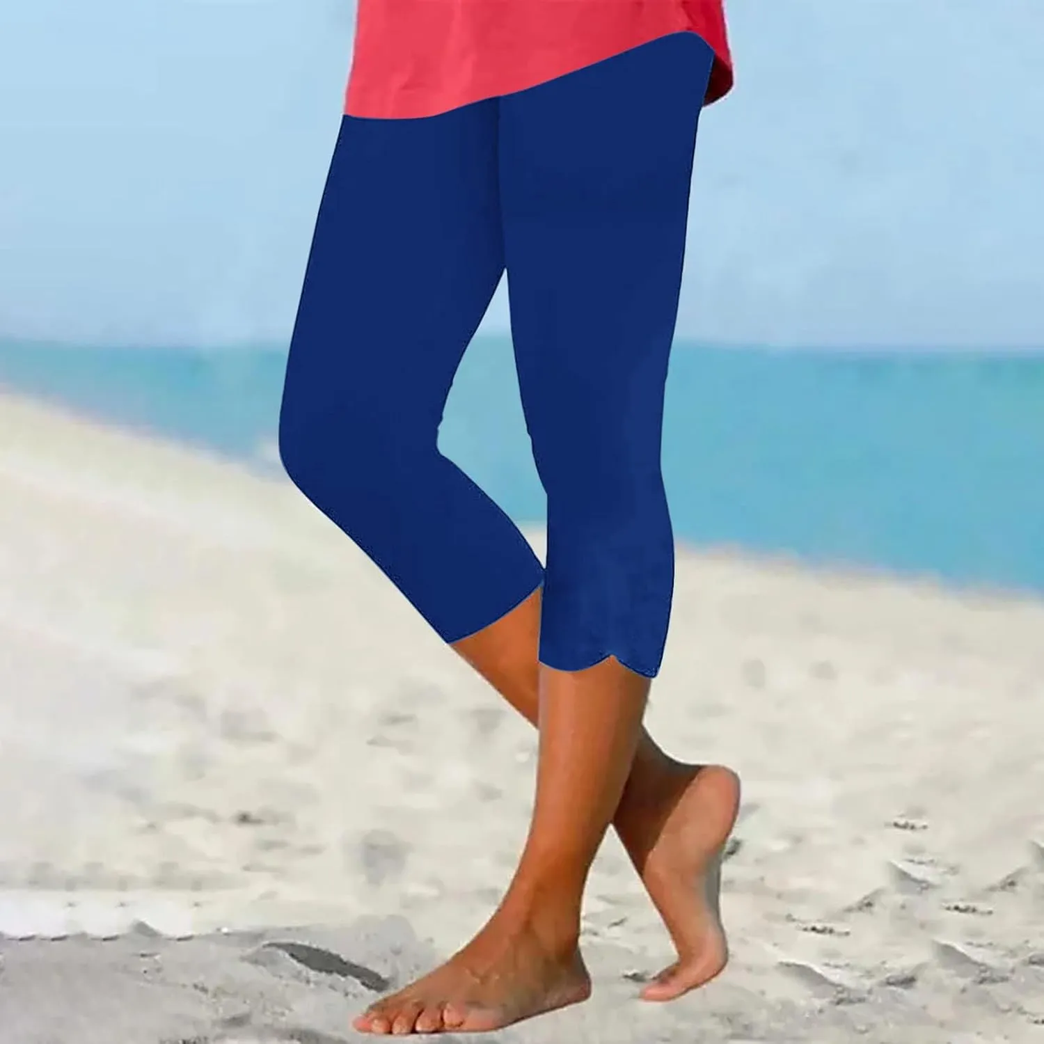 Capri Leggings for Women Dressy Cropped High Waist Yoga Pants Comfy Stretchy Leggings Workout Compression Shorts