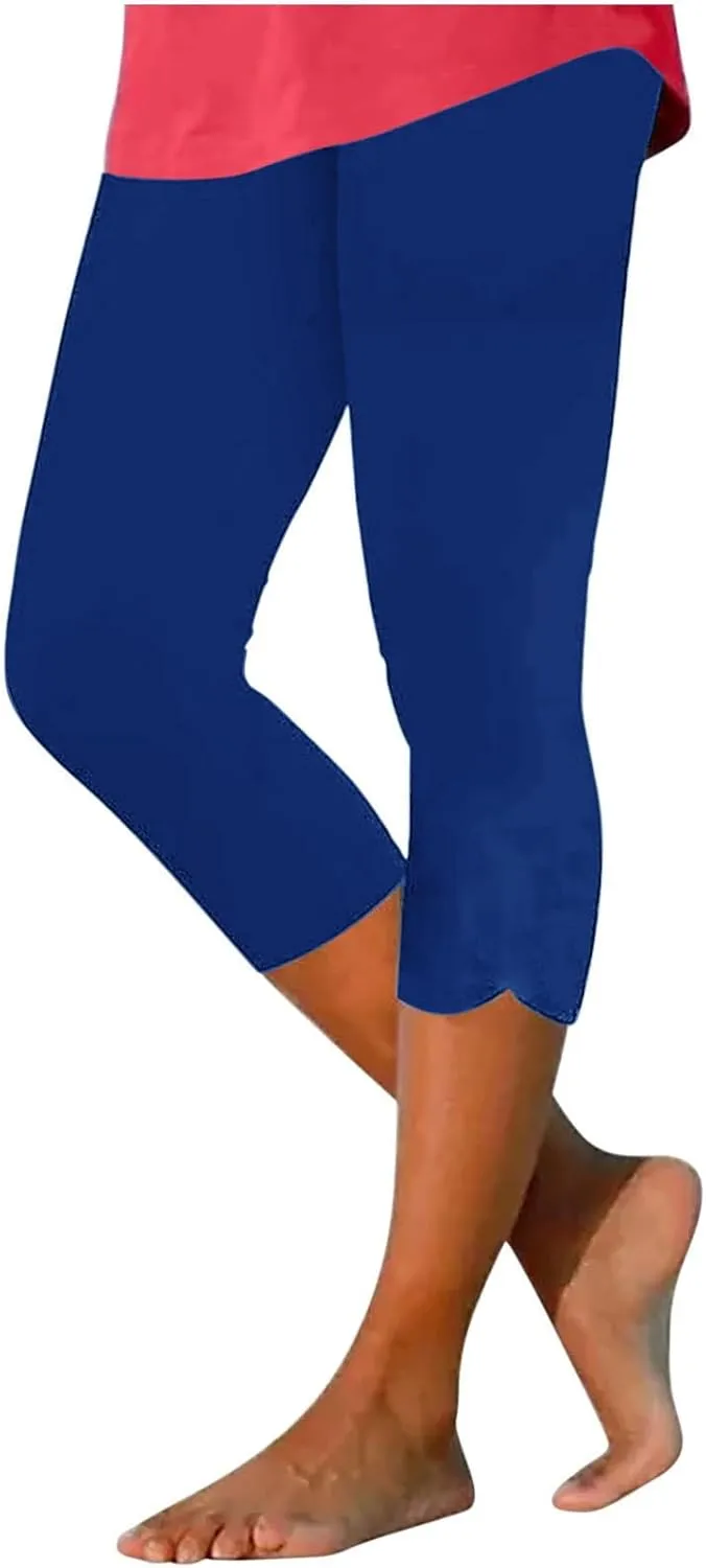 Capri Leggings for Women Dressy Cropped High Waist Yoga Pants Comfy Stretchy Leggings Workout Compression Shorts