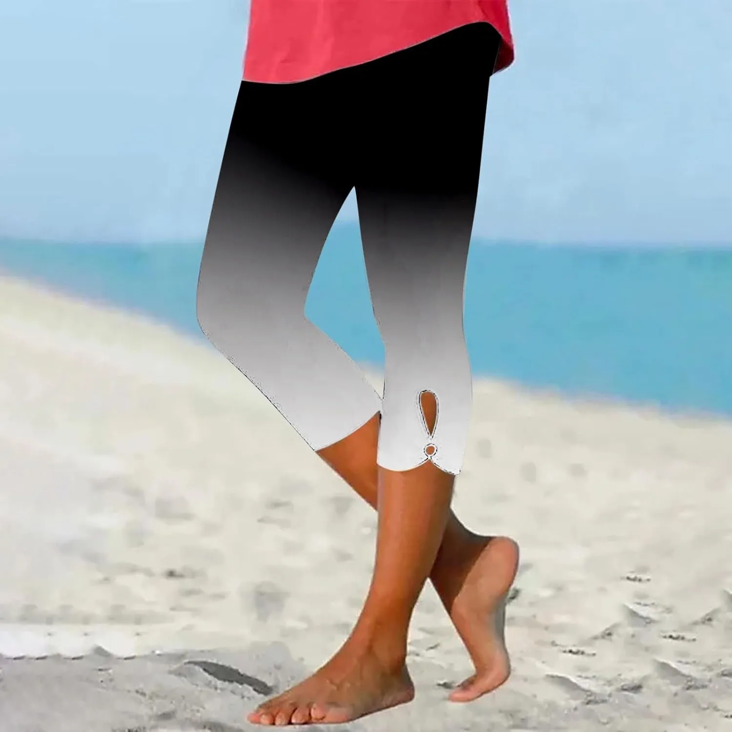 Capri Leggings for Women Summer Dressy Cropped High Waist Yoga Pants Comfy Stretchy Leggings Workout Compression Pants