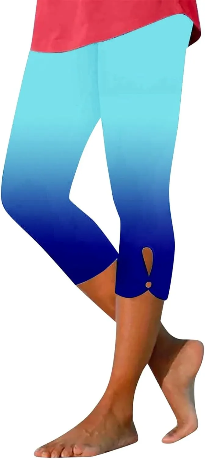Capri Leggings for Women Summer Dressy Cropped High Waist Yoga Pants Comfy Stretchy Leggings Workout Compression Pants