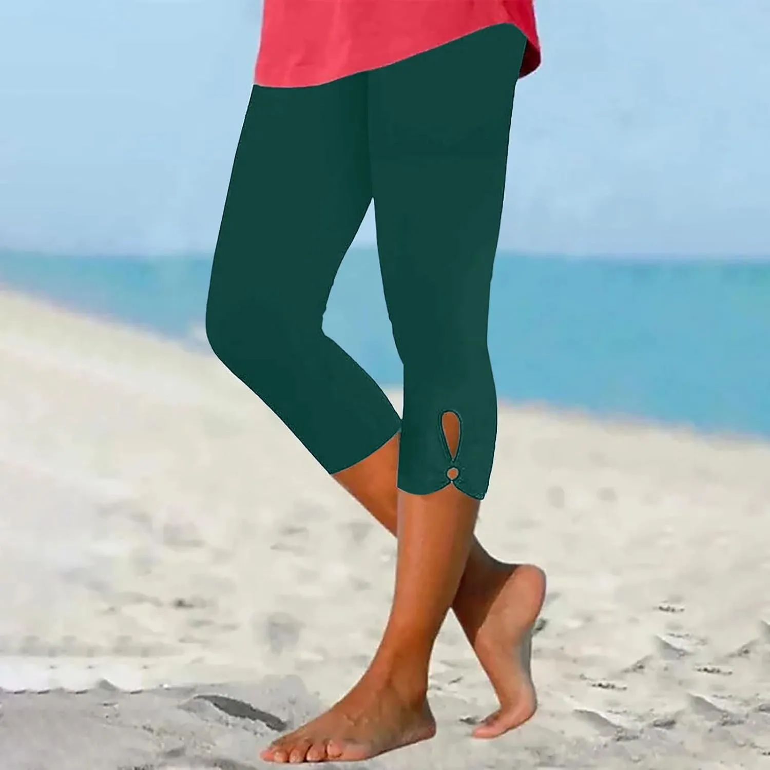 Capris Leggings for Women High Waist Cropped Pants Stretchy Workout Running Athletic Leggings with Pockets