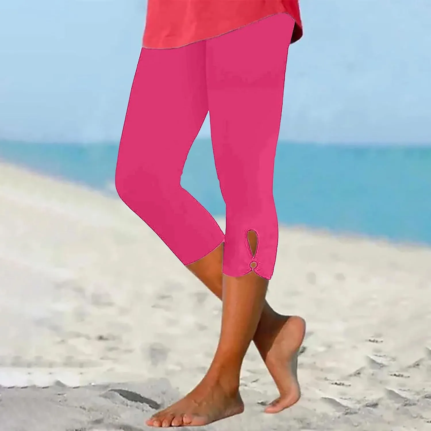 Capris Leggings for Women Summer Dressy Cropped High Waist Yoga Pants Stretchy Leggings Workout Compression Pant