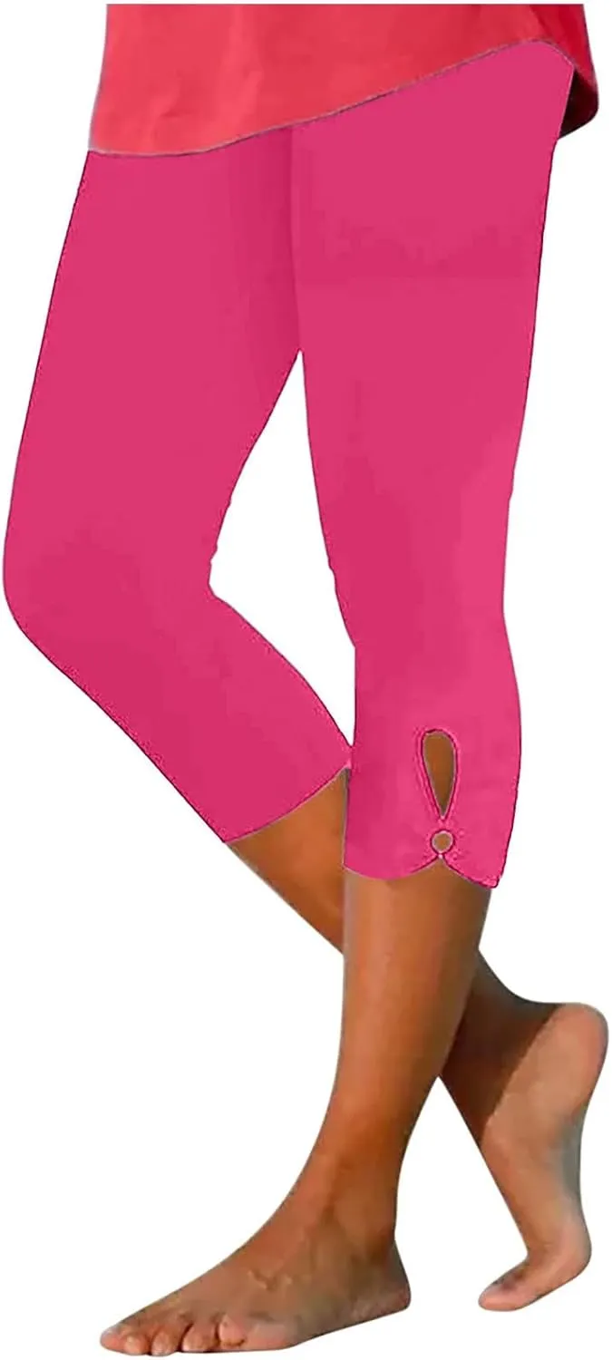 Capris Leggings for Women Summer Dressy Cropped High Waist Yoga Pants Stretchy Leggings Workout Compression Pant