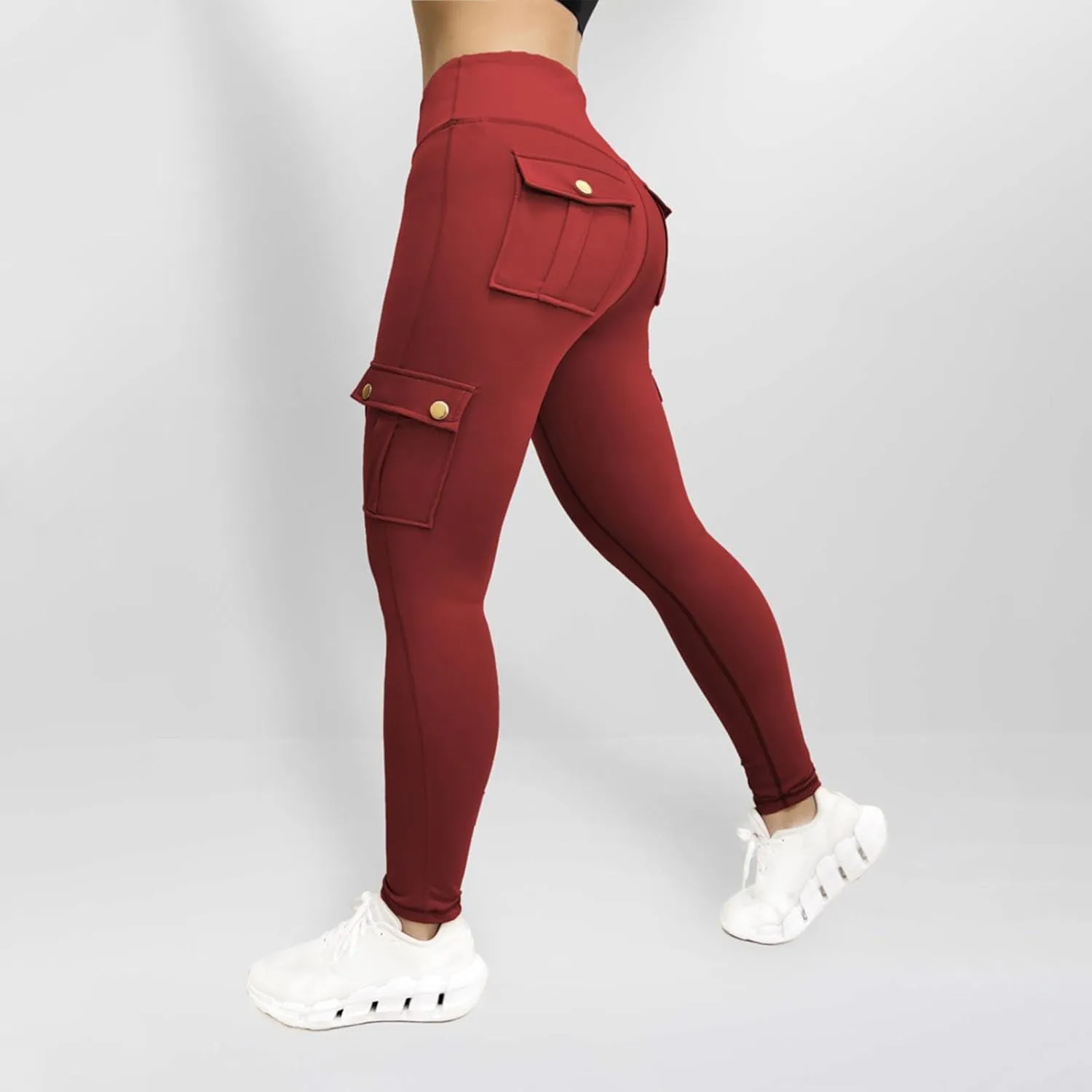 Cargo Leggings with Pockets for Women 2024 Tummy Control Stretchy Workout Leggings Athletic Running Yoga Pants