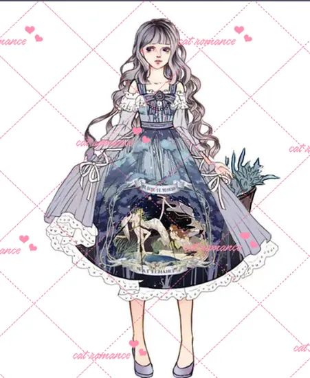 Cat-Romance~The Voice of Eco~Vintage Lolita Summer JSK