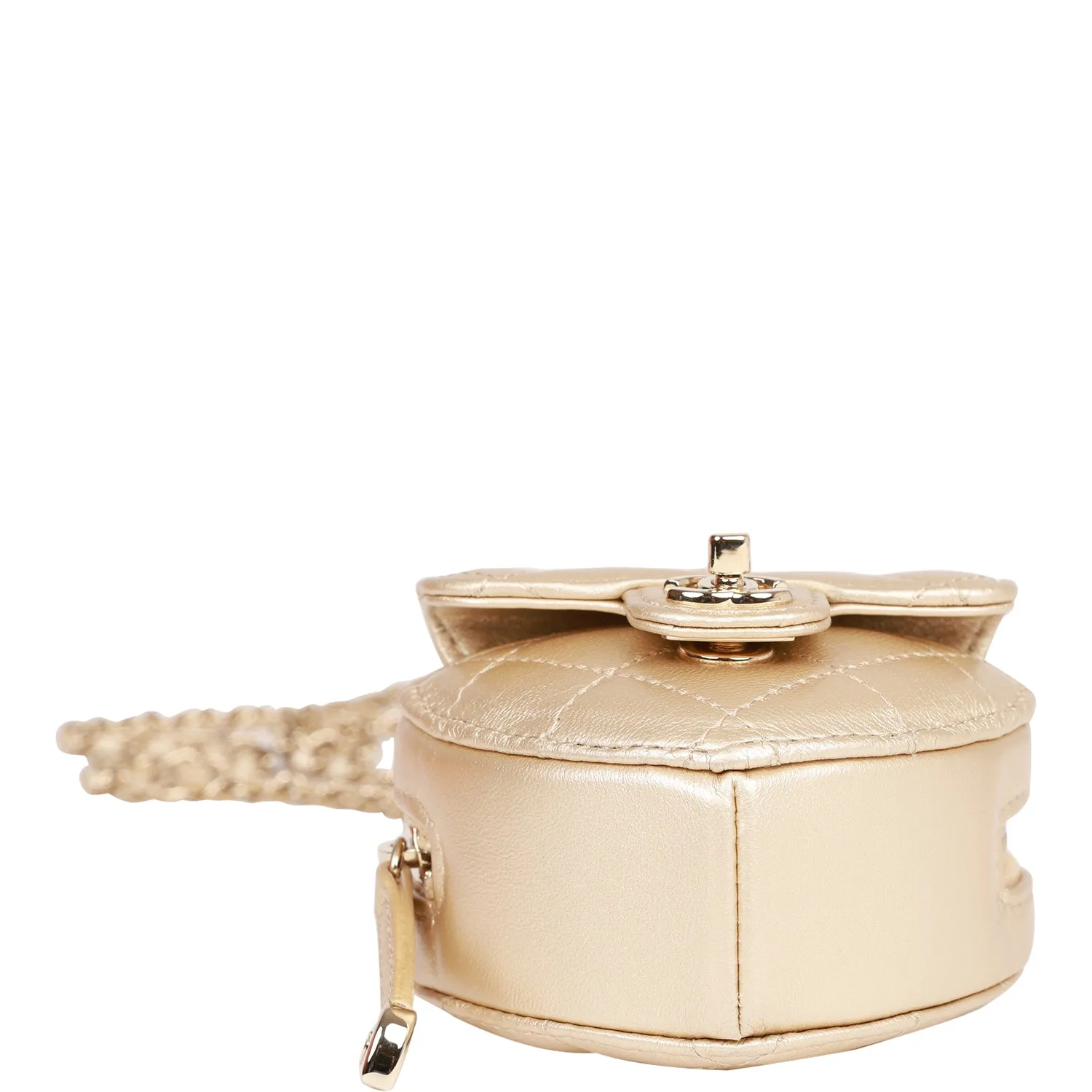 Chanel CC In Love Heart Necklace Bag Gold Lambskin Light Gold Hardware