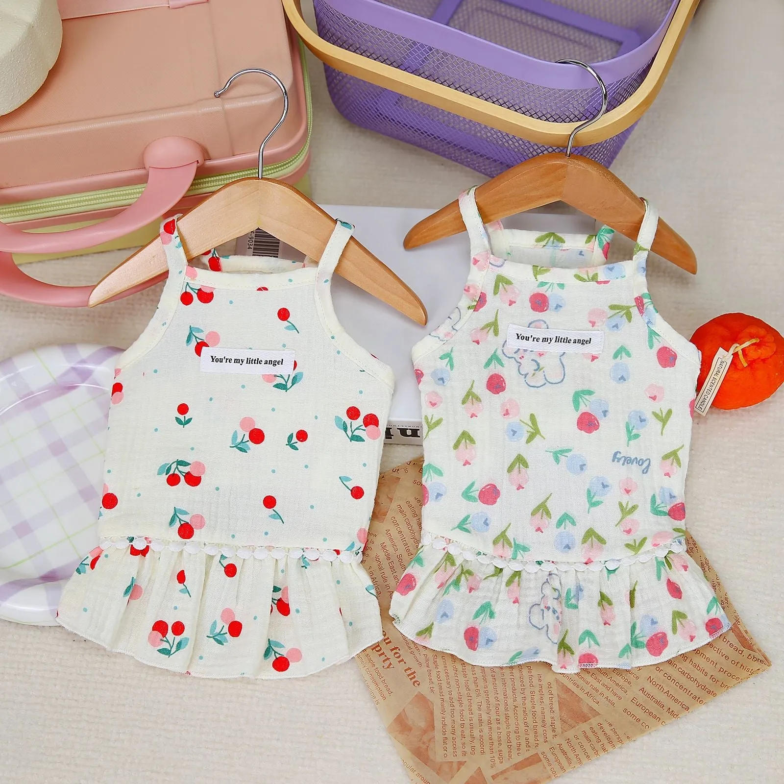 Cherry Rabbit Printed Breathable Dog Cat Dress
