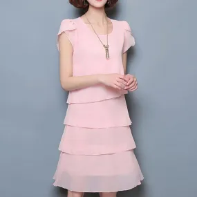 Chiffon Ruffles Elegant Ladies Party Cocktail Mini  Dress
