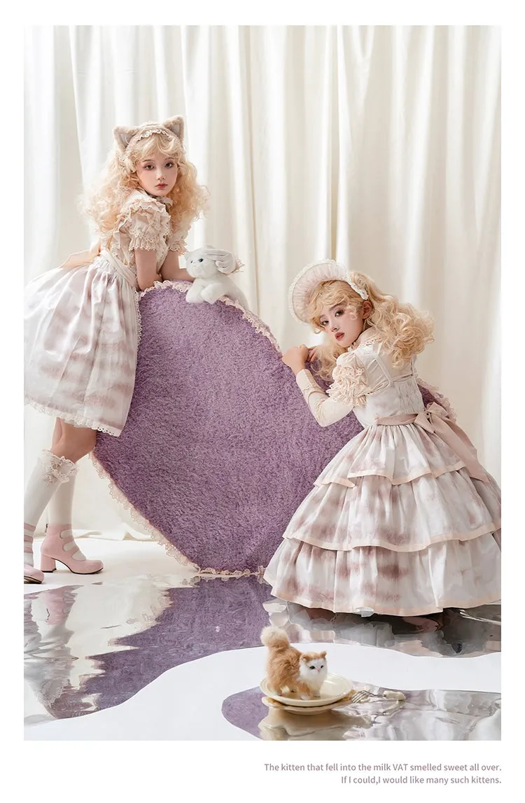 Choker Rabbit~Tabby Cat~Elegant Lolita Cat Pattern Three-layers JSK Dress