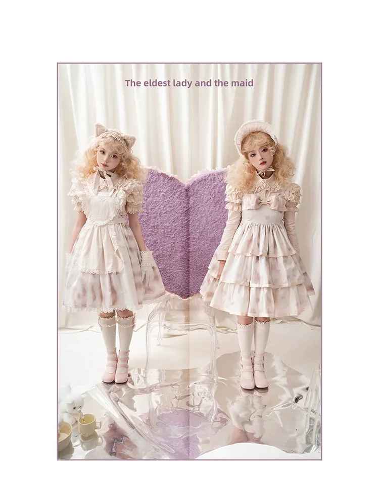 Choker Rabbit~Tabby Cat~Elegant Lolita Cat Pattern Three-layers JSK Dress