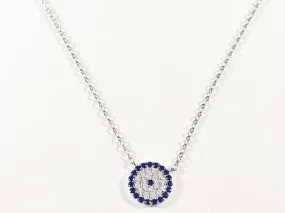 Classic Fine Evil Eye Style Round CZ Silver Necklace