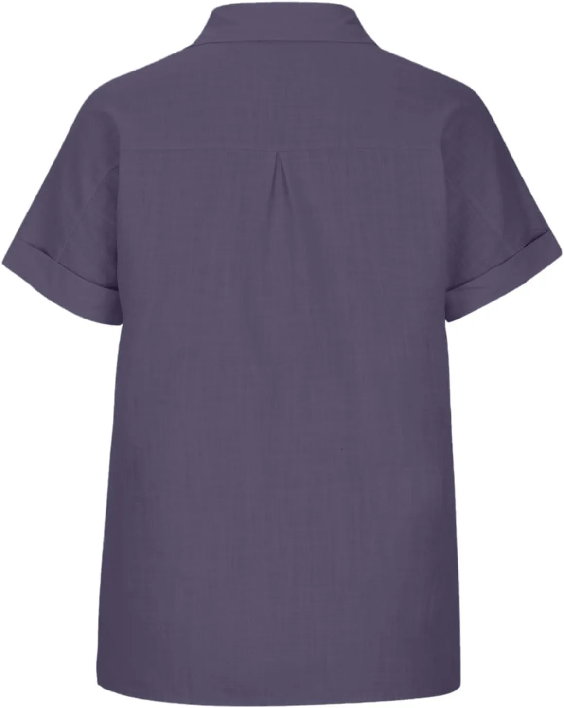 Cotton Linen Shirts for Women Summer Short Sleeve Casual Collared top Loose fit Solid V Neck Button Down T-Shirt tee