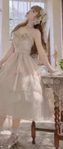 CR Cat Romance~Glazed Sand~Elegant Lolita Floral Wedding JSK