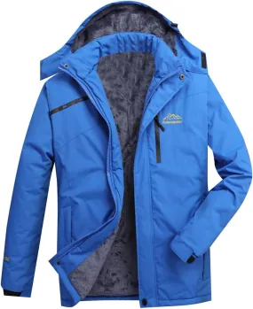 CRNTCEM Unisex Softshell Waterproof Jacket Fuzzy Fleece Sherpa Lined Breathable Hoodie Winter Warm Windbreaker Sportswear