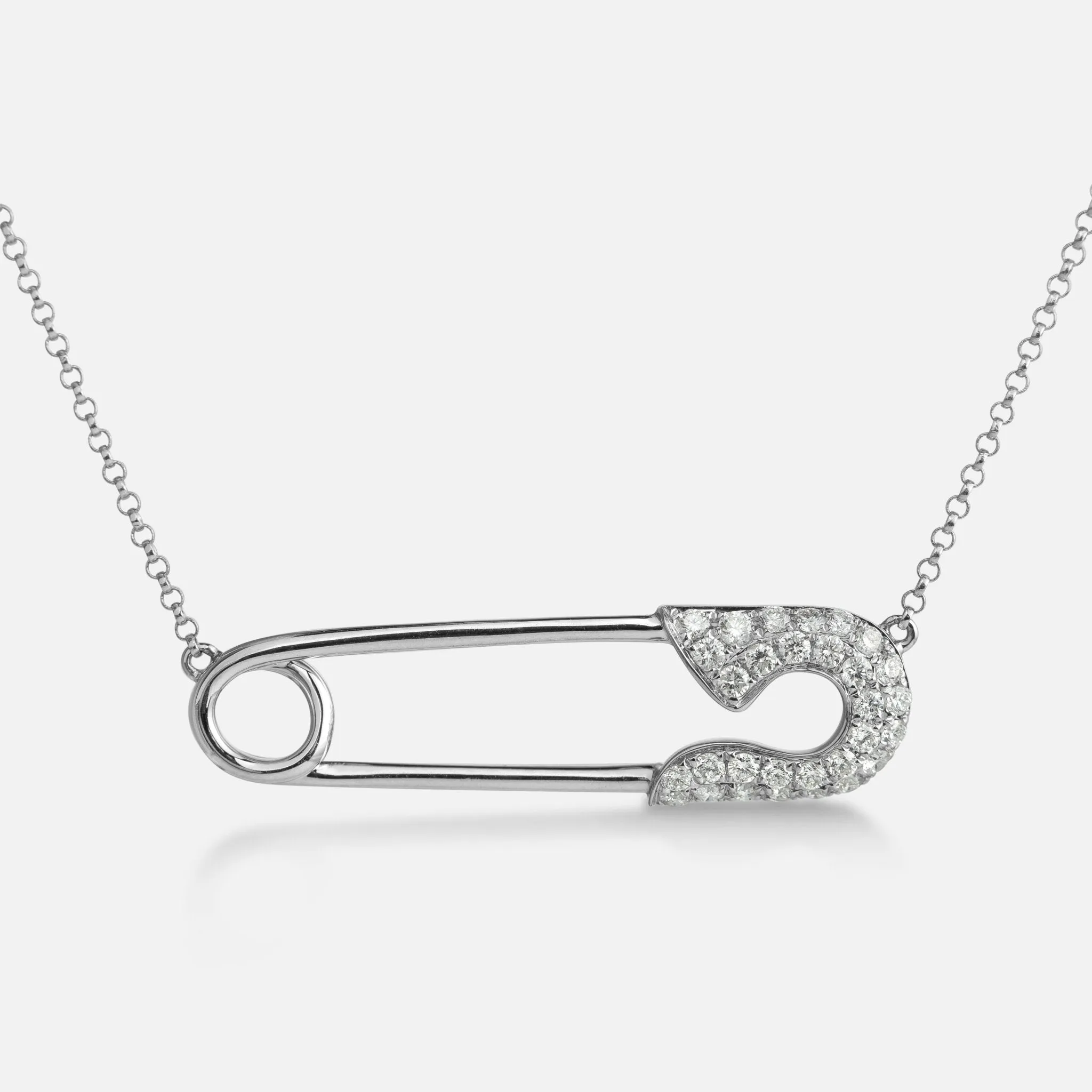 Diamond Pave Safety Pin Necklace