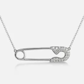 Diamond Pave Safety Pin Necklace