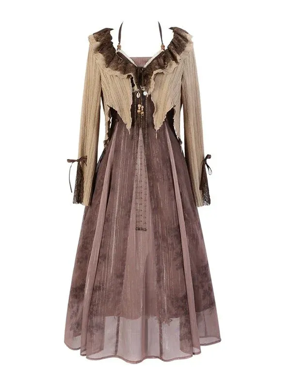 Dress Style   Short Camisole Cardigan Ethnic Ruffle
