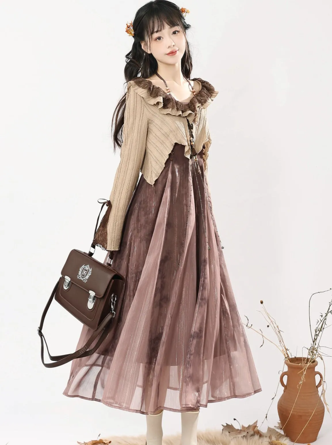 Dress Style   Short Camisole Cardigan Ethnic Ruffle