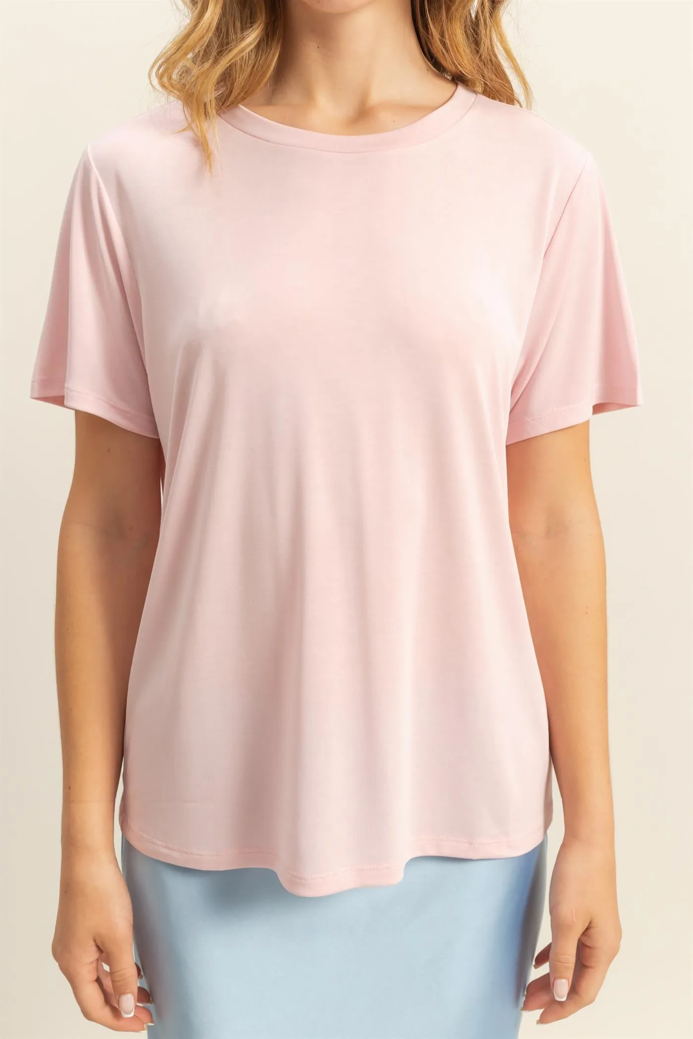DZ25C449-Basic Round Neck Short Sleeve T Shirt