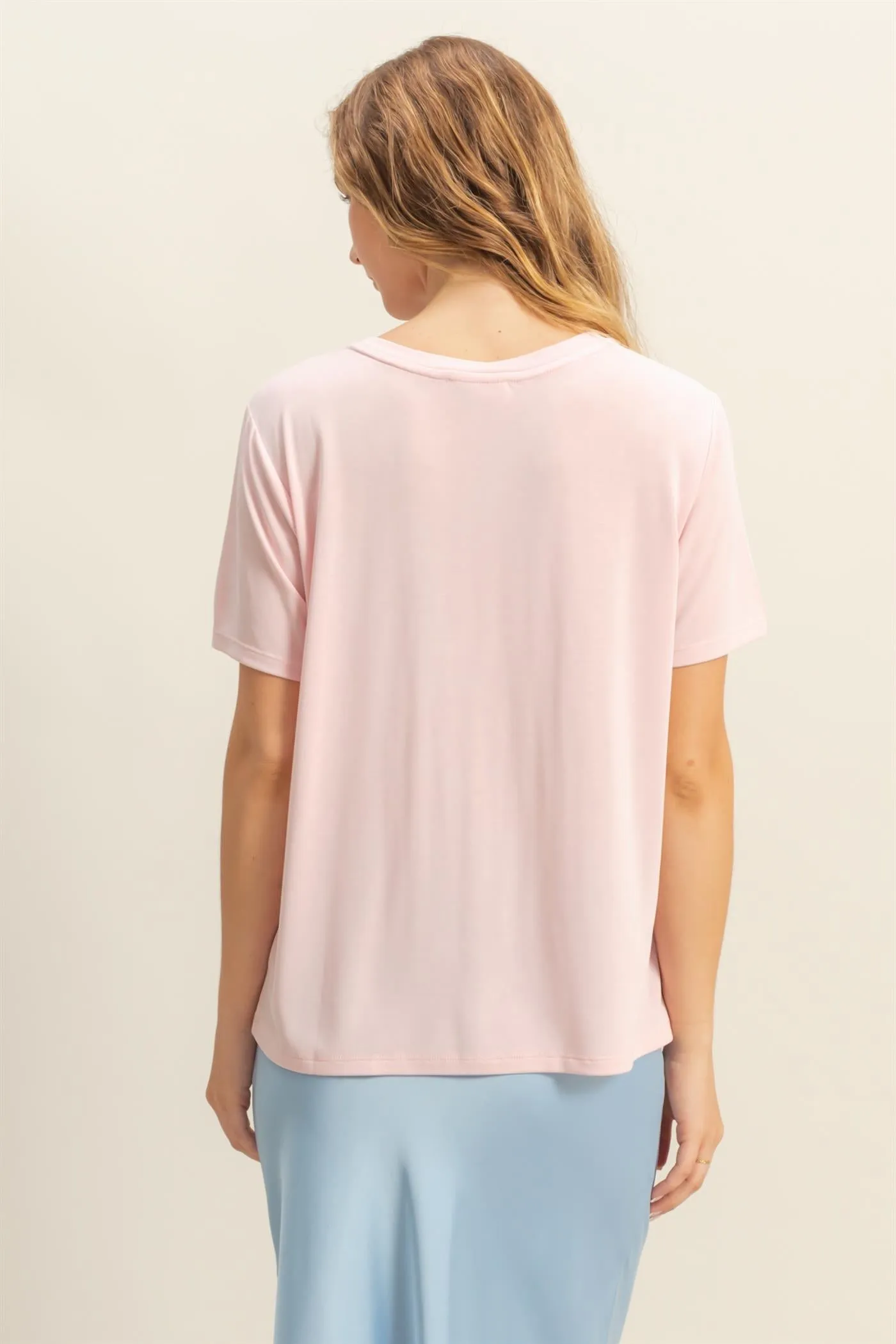 DZ25C449-Basic Round Neck Short Sleeve T Shirt