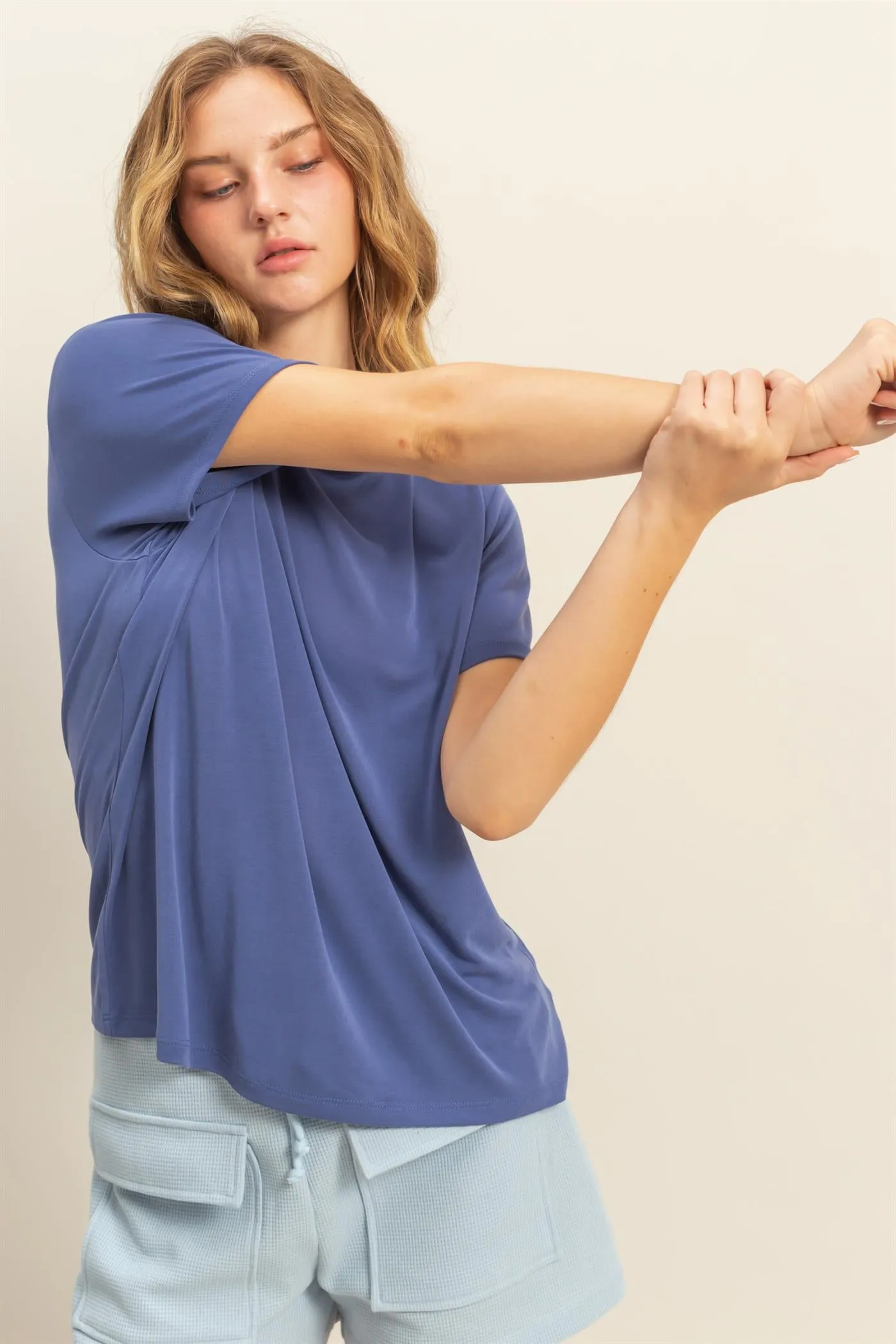 DZ25C449-Basic Round Neck Short Sleeve T Shirt