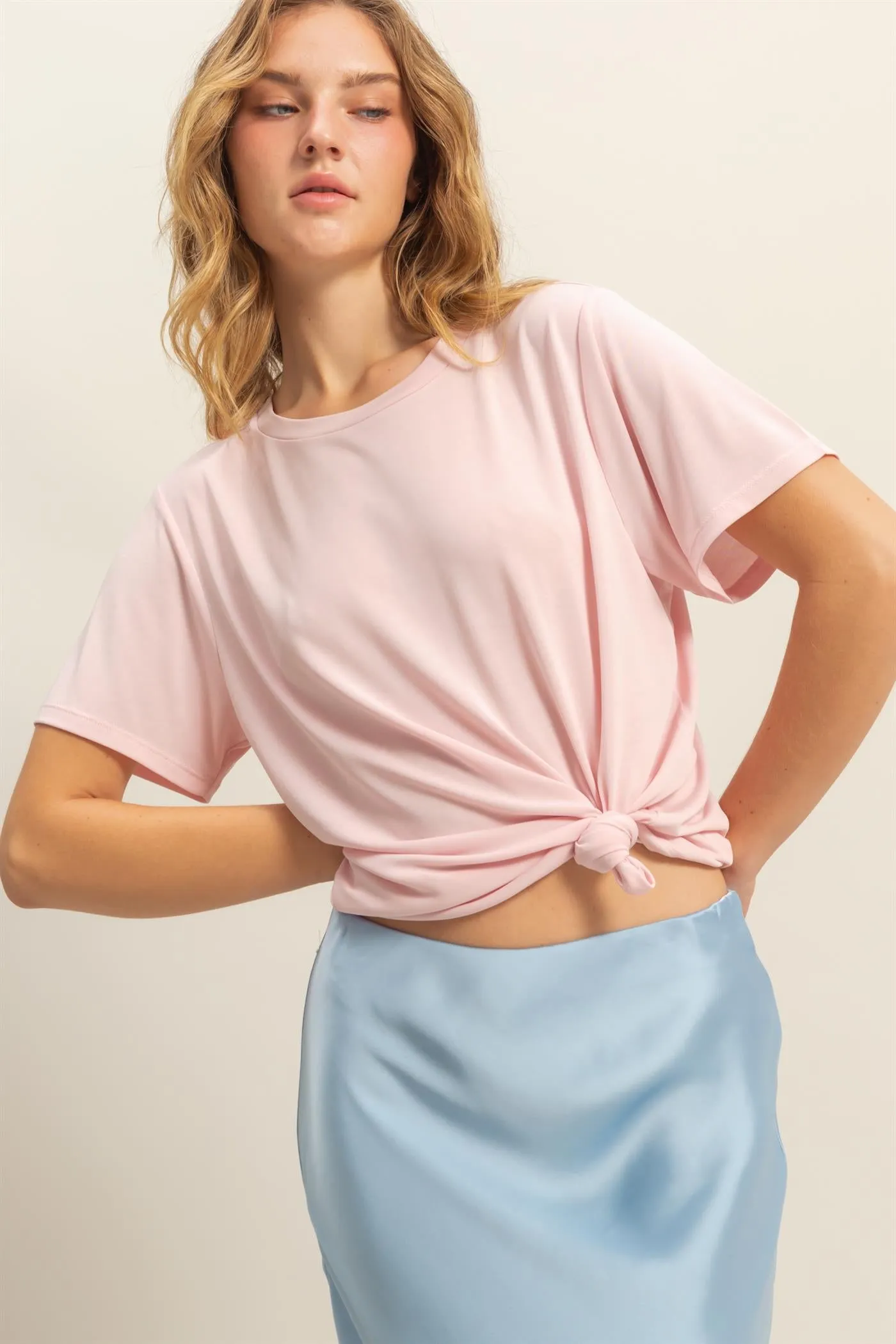 DZ25C449-Basic Round Neck Short Sleeve T Shirt